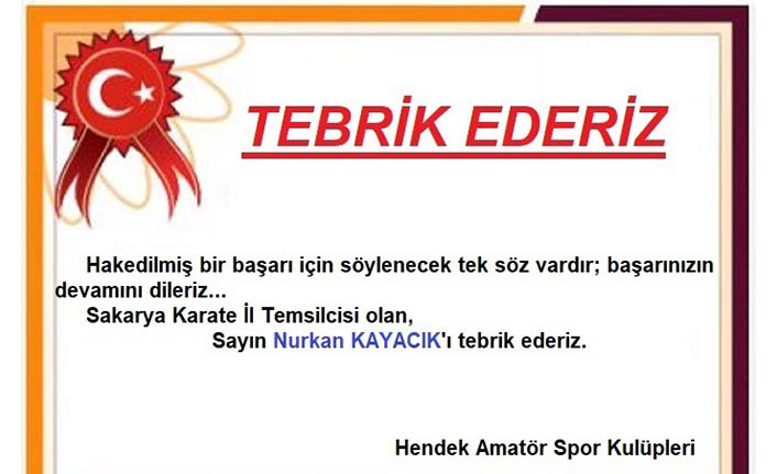 Hendek Amatör Spor Kulüpleri’nden Tebrik Mesajı