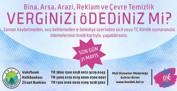 VERGİ BORÇLARI İÇİN SON TARİH 31 MAYIS